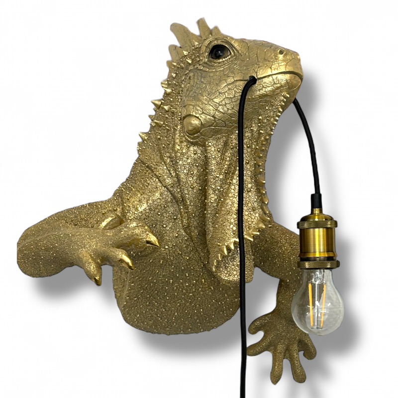 Wandlampe „Golden Iguana“ – Chamäleon Designleuchte XL
