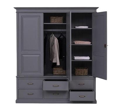 Kleiderschrank FRIEDRICH aus Massivholz | Landhausschrank mit 6 Schubladen