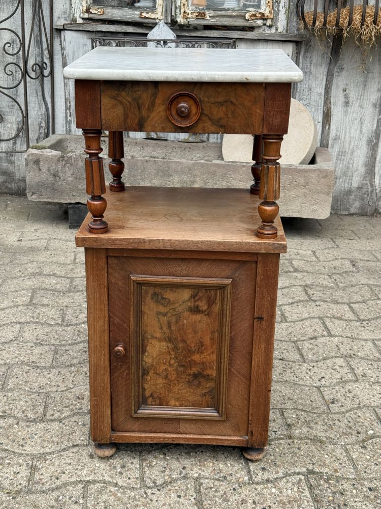 Antiker Nachtschrank Gründerzeit um 1880 – Marmorplatte – DIY / unrestauriert