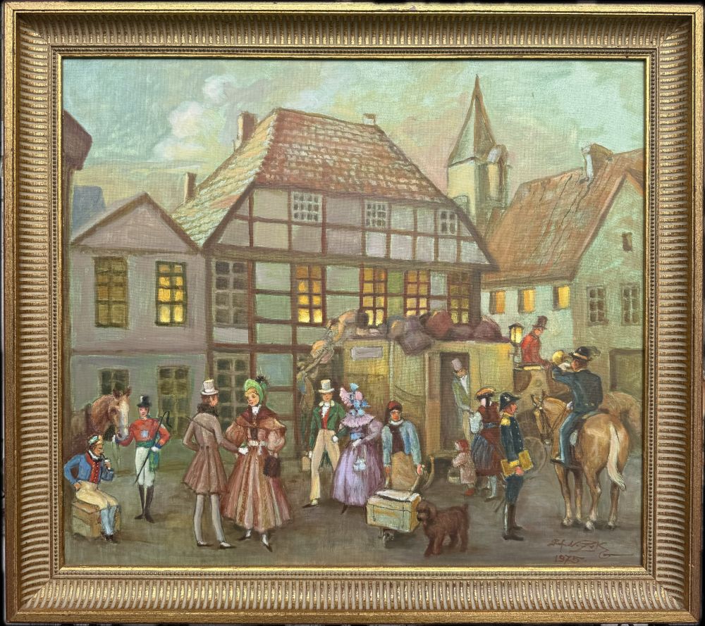 Ölgemälde „Posthof Nienburg“ – Prof. Nikolaus Zuk, 1975