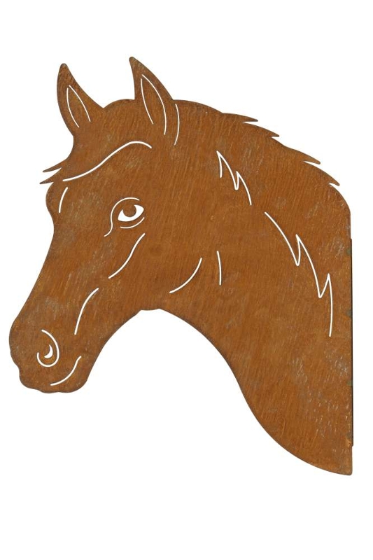 Wandobjekt „Pferdekopf“ aus Eisen – Edelrost zum Anschrauben