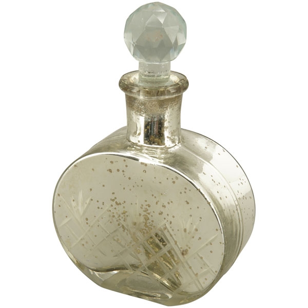 Flacon / Flasche mit Glasdeckel Vitreous, altsilber beschichtet, Glas, 10x4,75x15,5 cm