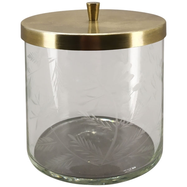 Glas mit Metalldeckel / Bonboniere Iride, transparent/gold, Glas/Metall, 10x10x11 cm