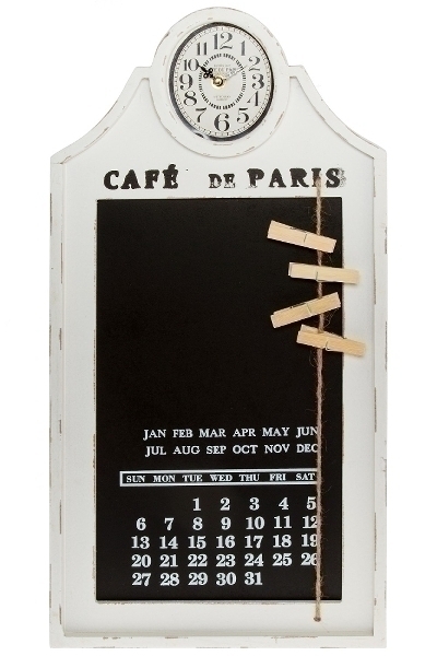 Wanduhr Tafel, aus Holz mit Kalender