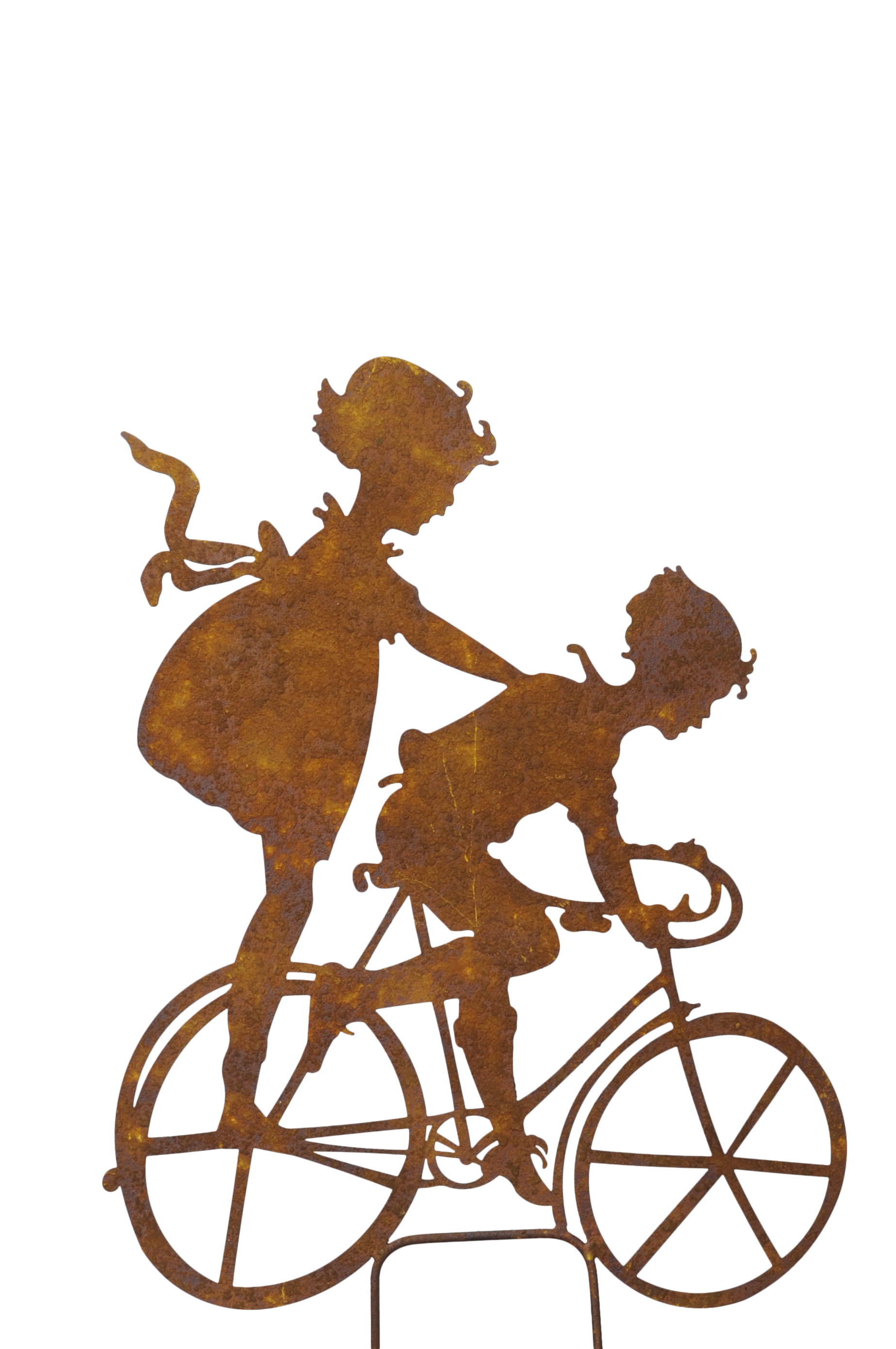Gartenfigur Kinder auf dem Fahrrad eisen /rost