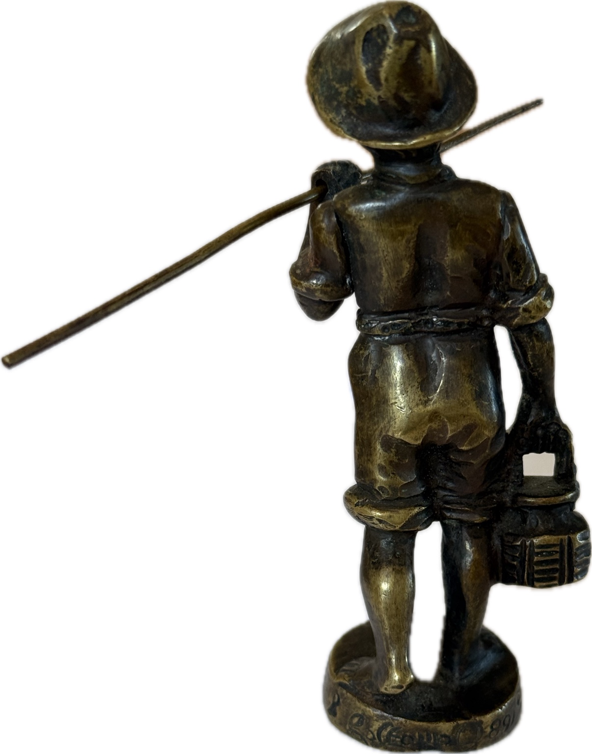 Signierte Bronze „Junger Fischer“ von Louis-Albert Carvin – französische Skulptur um 1900