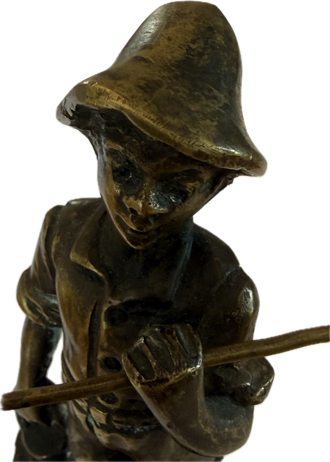 Signierte Bronze „Junger Fischer“ von Louis-Albert Carvin – französische Skulptur um 1900