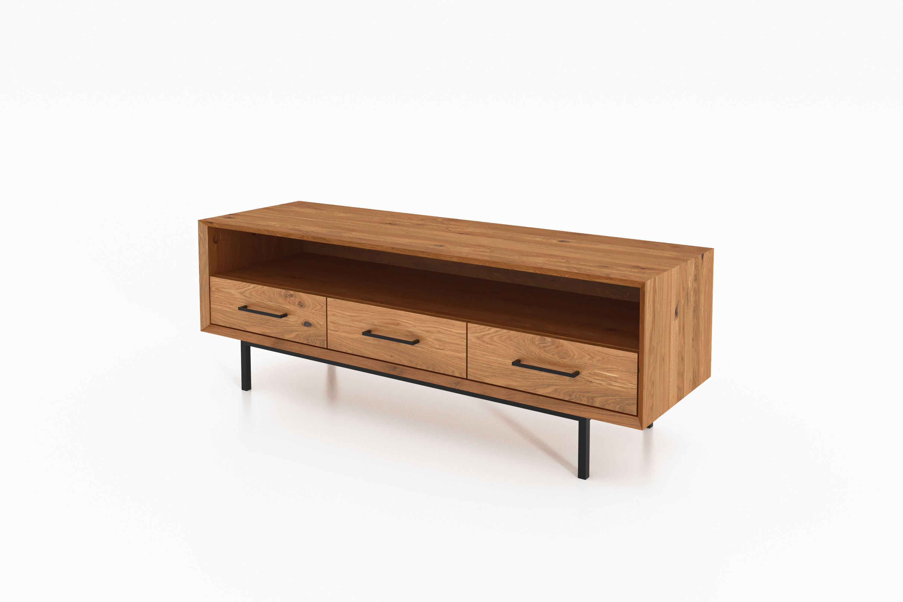 flaches Sideboard - Fernsehunterschrank mit 3 Schubladen / Abies 2714