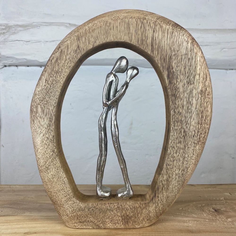 Skulptur aus Holz & Metall / Liebespärchen