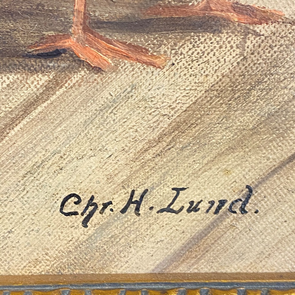 antikes Öl-Gemälde von Chr. H. Lund