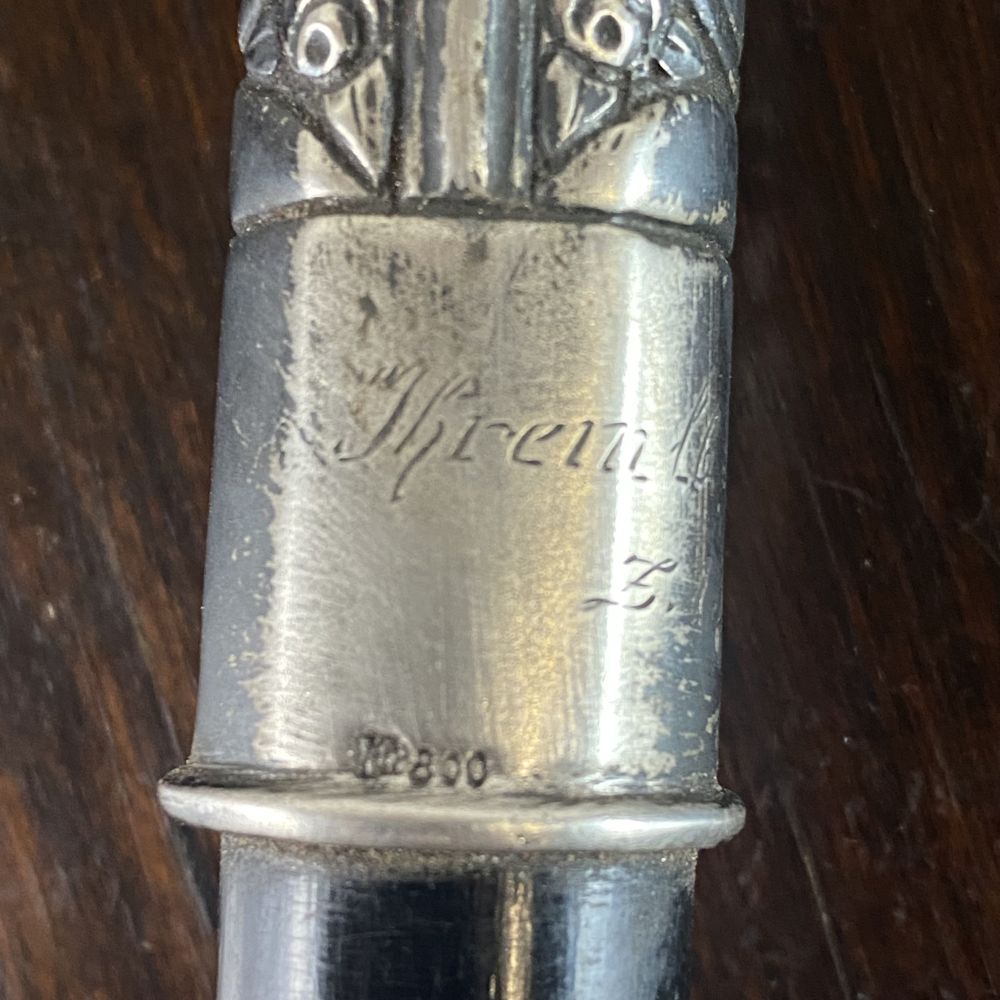 spazierstock, Flaniertstock, Gehstock, antik, 800er Silber mit einer Widmung, 1928