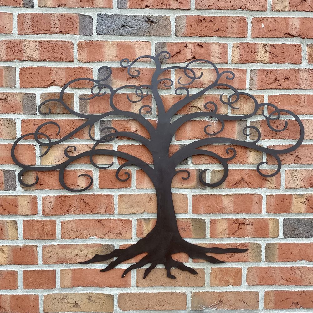 XL Metall Wandornament Baum 95 x 75 cm für innen+aussen In / Outdoor - braun