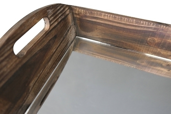 Metall/Holz Tablett Nassar, mit Spiegel