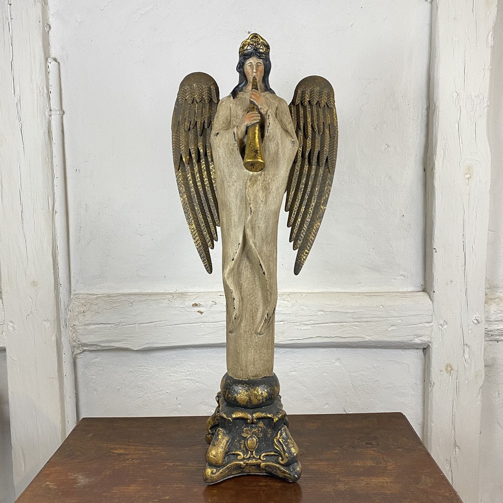 großer Engel mit Flügeln aus Metall / ANTIK-LOOK