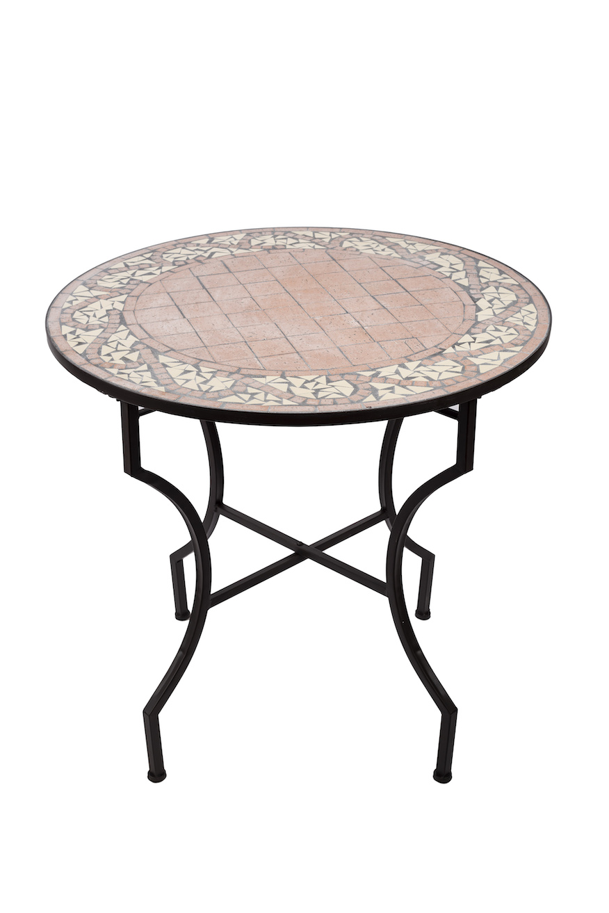 Mosaiktisch rund mit Metallgestell