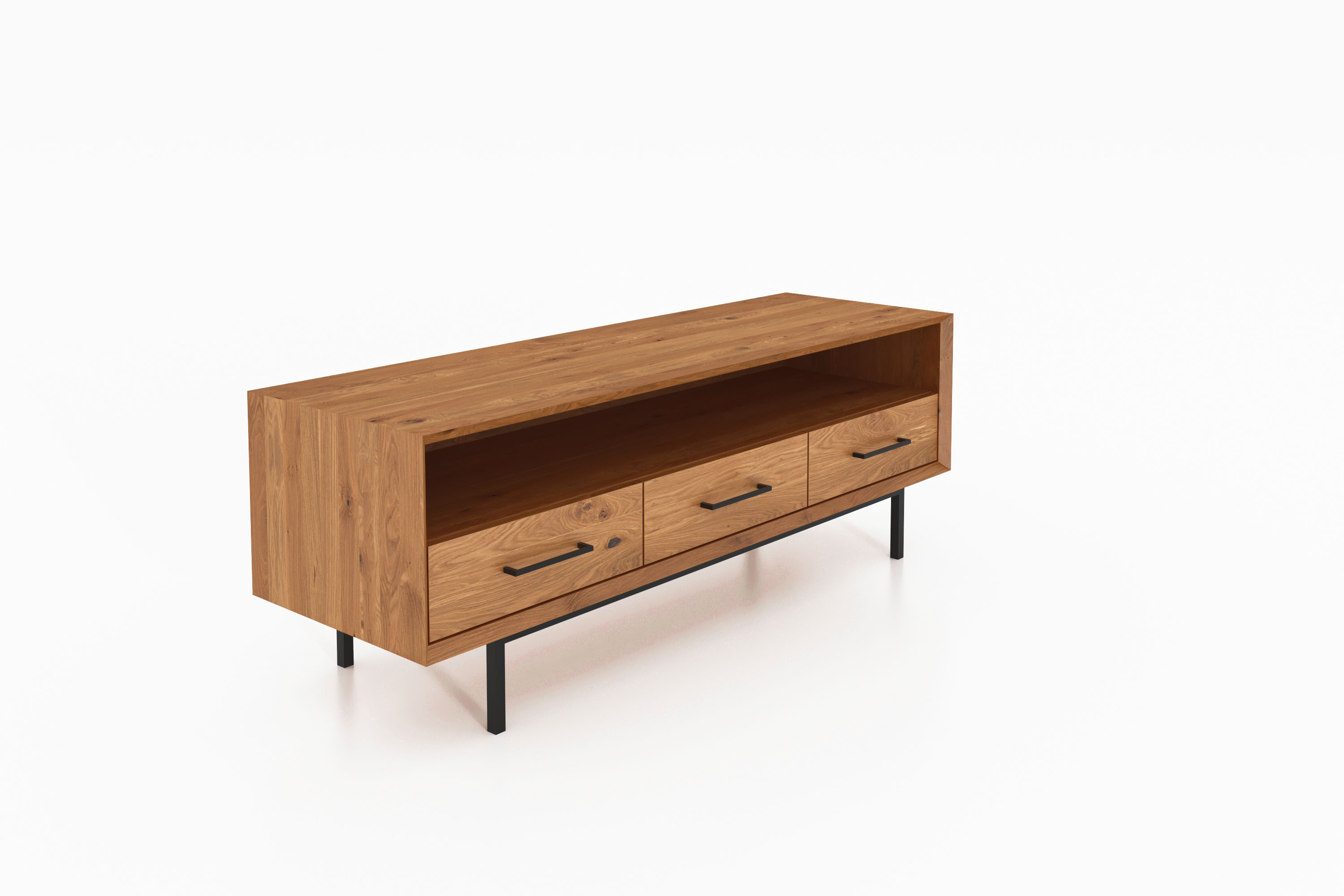 flaches Sideboard - Fernsehunterschrank mit 3 Schubladen / Abies 2714