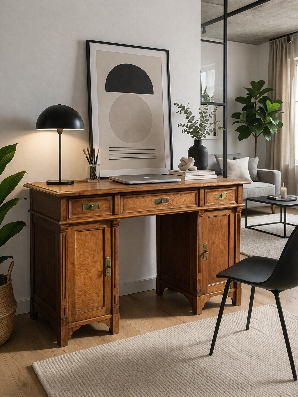 Antiker Schreibtisch aus Eiche um 1910