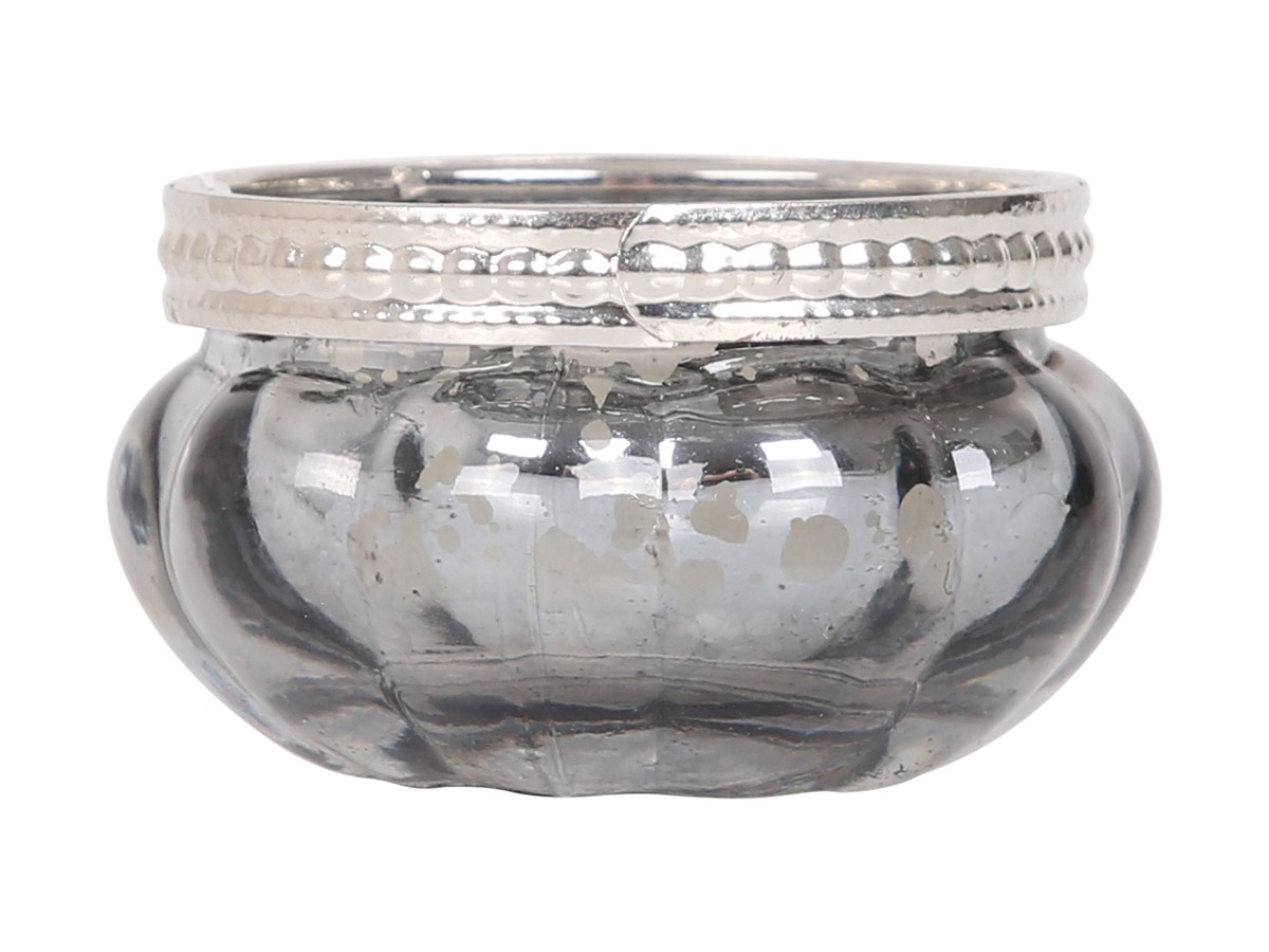 Teelichthalter mit Perlenkante antiksilber