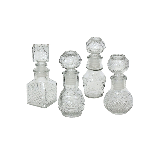 Set mit 4 Mini-Flacon / klar / Glas /H-11 cm