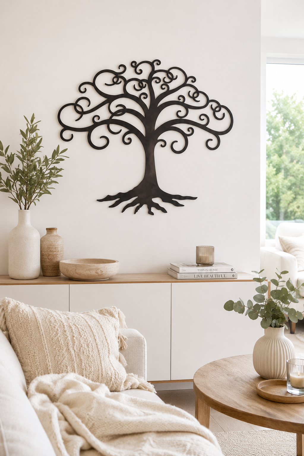 XL Metall Wandornament Baum 95 × 75 cm