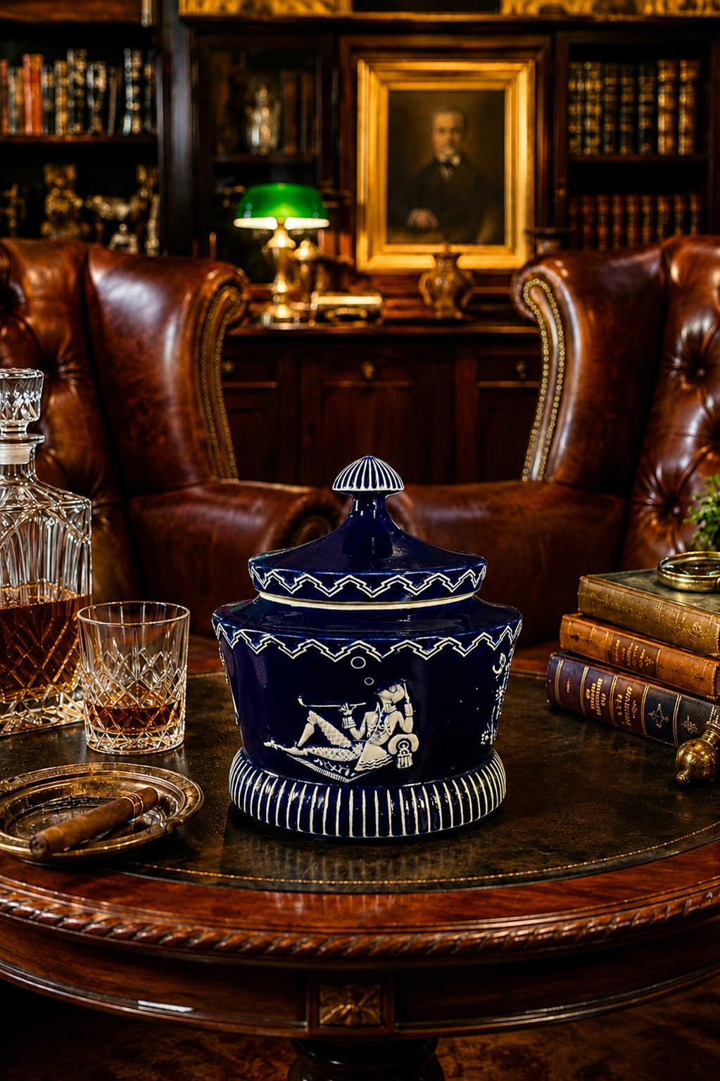 Original Marzi & Remy Tabakdose aus kobaltblauer Keramik – Jugendstil | WUNDERBAAReS.de